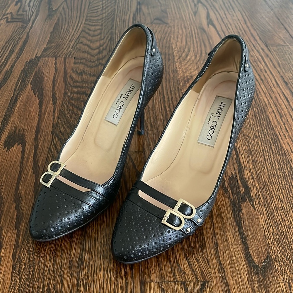 Jimmy Choo Black Buckle Pumps